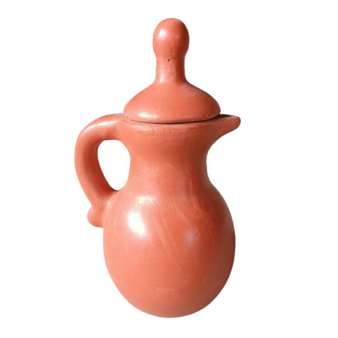 Handmade Terracotta Clay Classic Water jug 1.2 Liter (Clay jug with lid) | Terracotta Water jug with lid | Hnadmade Clay Drinking Water jug | Clay jug