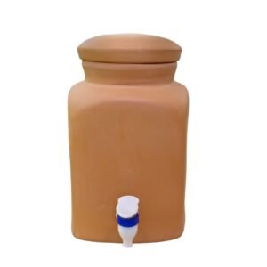 Nature's Stuff Terracotta Clay Square Water Jar with Lid (4 Ltr)
