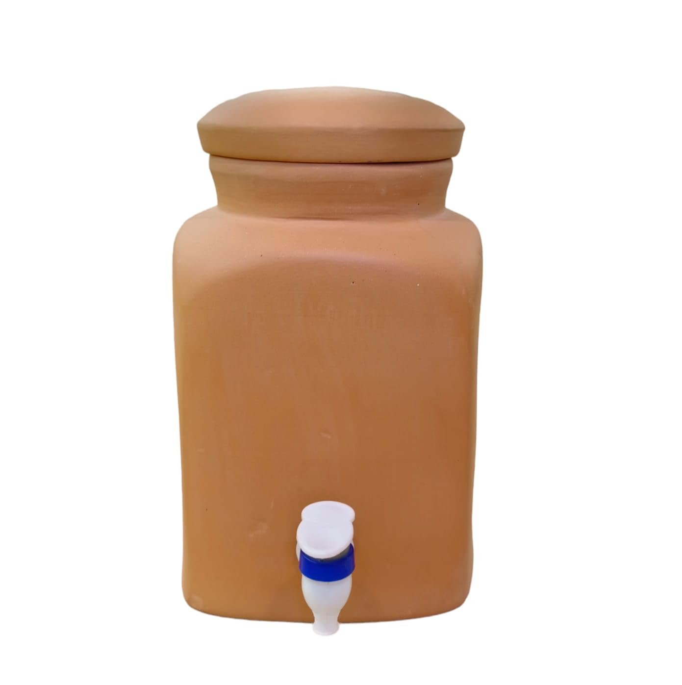 Nature's Stuff Terracotta Clay Square Water Jar with Lid (4 Ltr)