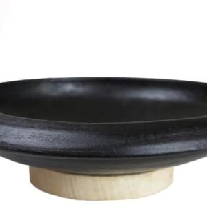 Craftsman India Online Deep Burned Clay Tawa/Pan For Cooking And Serving 10 Inch, Black