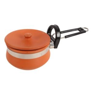 KSI Handmade Clay Tadka Pan 700ml with Lid | Natural Mitti Frying Pan for Traditional Cooking | Earthen Cookware for Tadka, Frying & Serving | Handcrafted Clay Tadka Pan