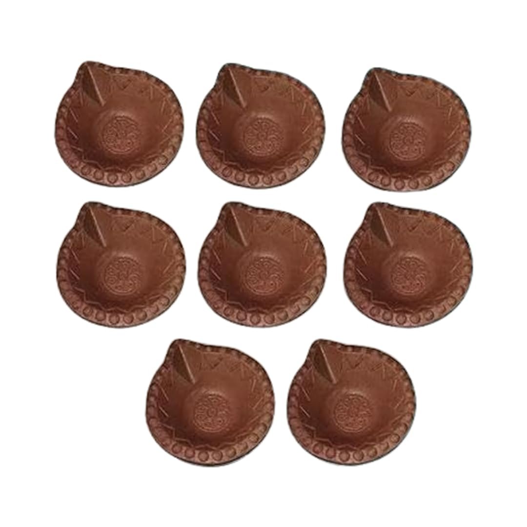 Handcrafted Mitti Diya for Diwali, Clay Terracotta Oil Lamps for Pooja & Decoration | Earthen Deepak for Mandir, Festival Lighting (Set of 12)