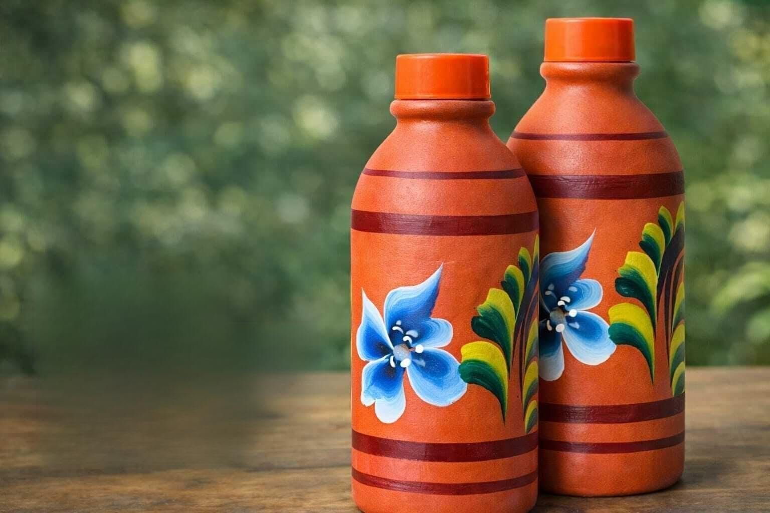 Eco-Friendly Clay Water Bottle for Drinking | Mitti Bottle | Reusable & Naturally Cooling | Made in India | 1000ML