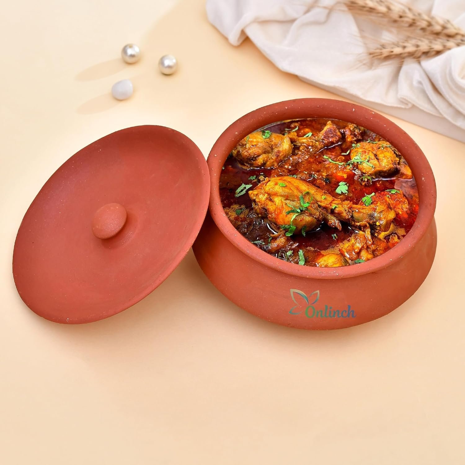 Organic Clay Dahi Handi | Clay Handi | Mitti Handi | Curd Pot Medium Size | Clay Handi for Cooking Veg & Non Veg Food