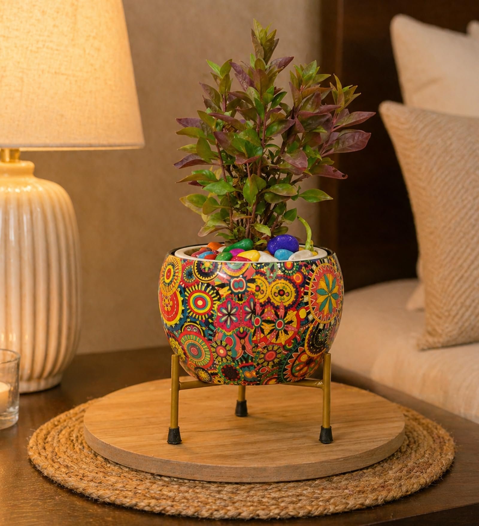 HEALTHCHOICE Handmade Pitalnagi Meenakari Pots N Planter/Home/Indoor/Outdoor/Plant Container