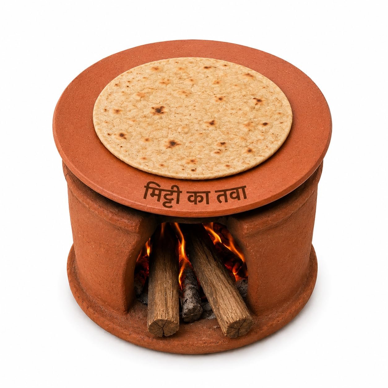 Clay Tawa for Roti Chapati | Handmade Mitti Ka Tawa (Without Stand) for Gas Stove | Traditional Earthen Cookware for Paratha, Thepla & Healthy Low Oil Cooking | 24 cm