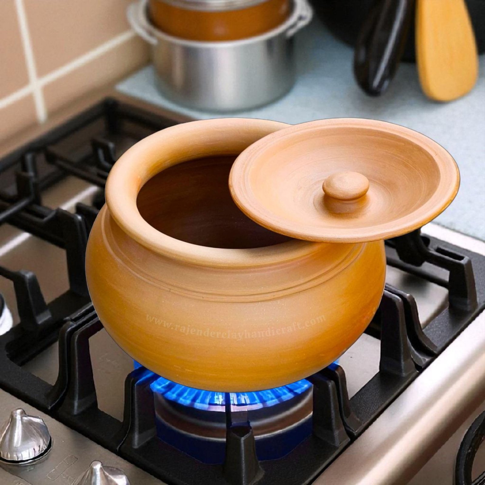 Mitti Handi 5 Liter | Clay Pot for Cooking | 100% Handmade Earthen Cookware | Slow Cooking for Dal, Curries, Biryani & Sabzi | Natural & Eco-Friendly | Retains Flavor & Nutrients | Gas & Stove Safe