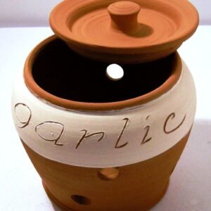 Kitchencookshop Terracotta Garlic Storage Jar Handmade c1007, 10 Centimeters Dia 12 Centimeters